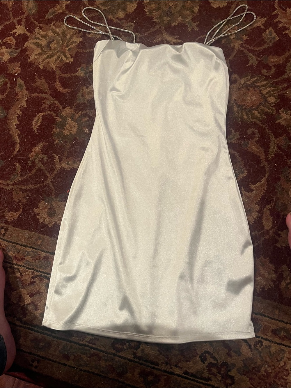 Windsor Ivory Satin Mini Dress with Spaghetti Straps